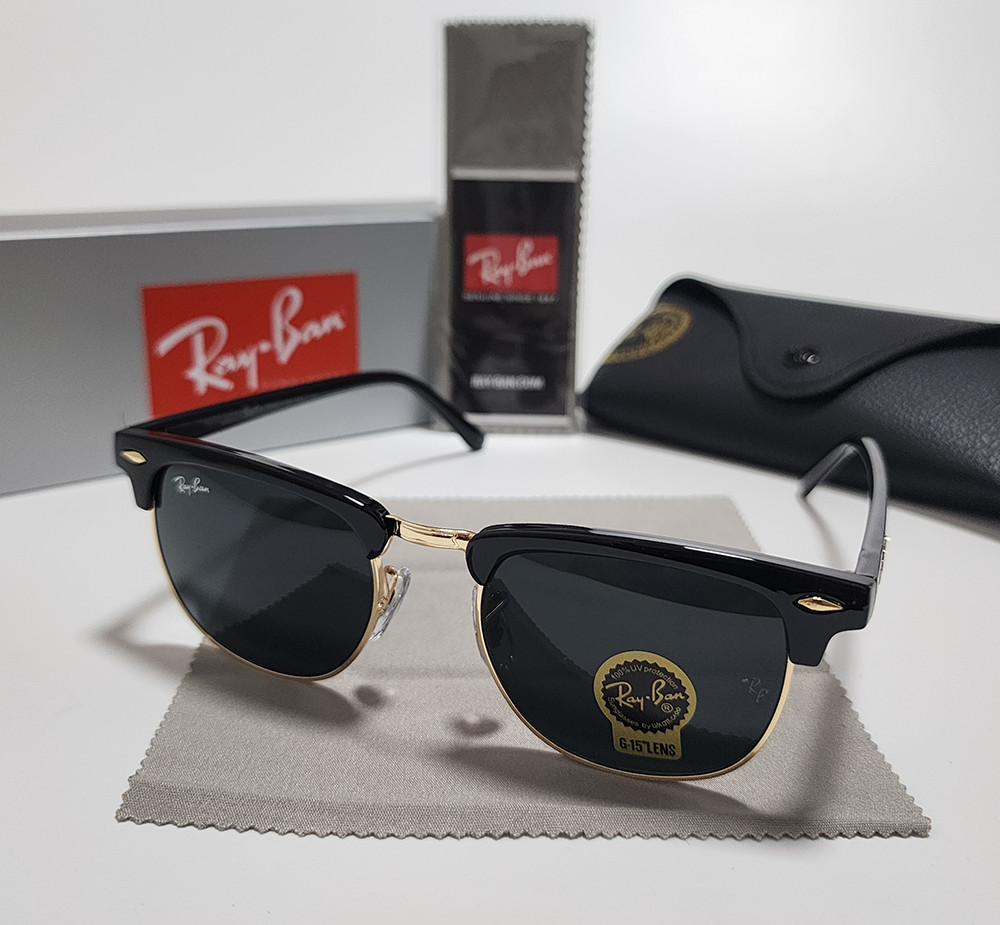 Ray-Ban RB3016 Sunglasses Clubmaster Classic Black Frame Glass Gray Lens 51 mm