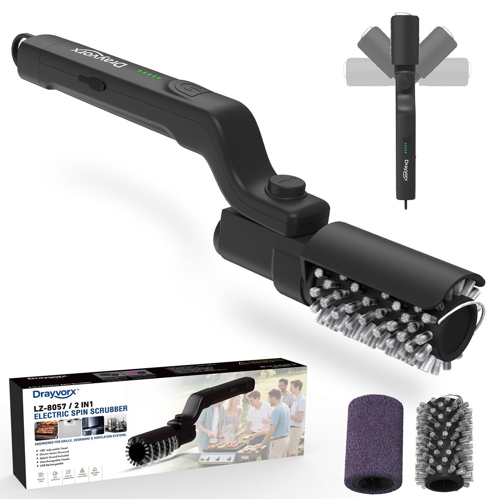 Electric Grill Brush, Cordless BBQ Black