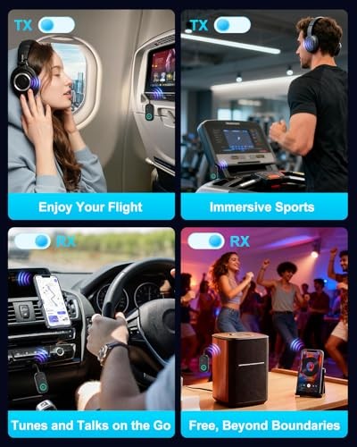 Bluetooth 5.3 Transmitter Receiver, Airplane Bluetooth Adapter for 2