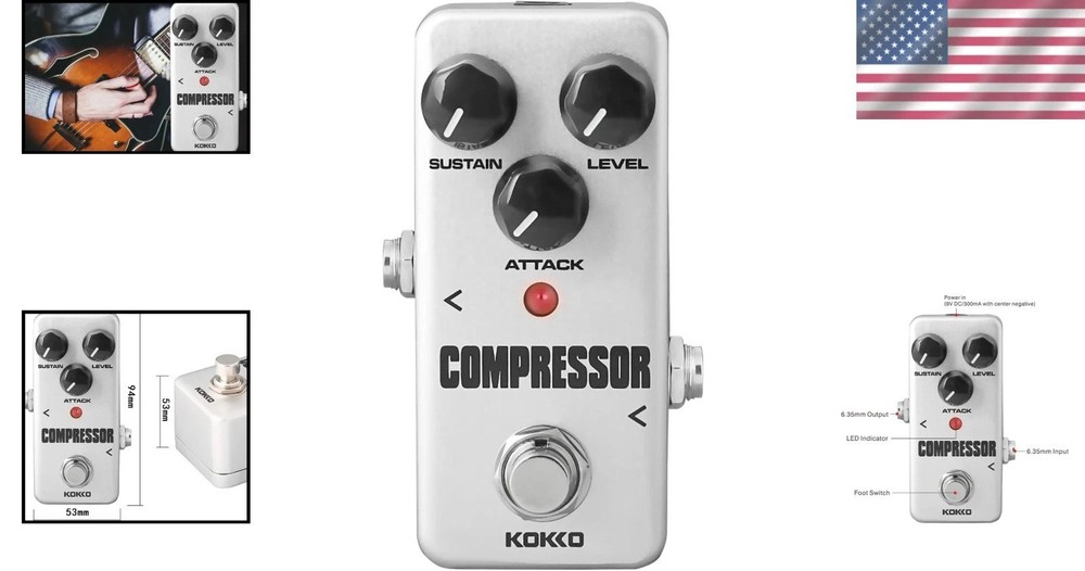 Durable Mini Guitar Compressor Pedal with LED Indicator - Enhanced Sound Control