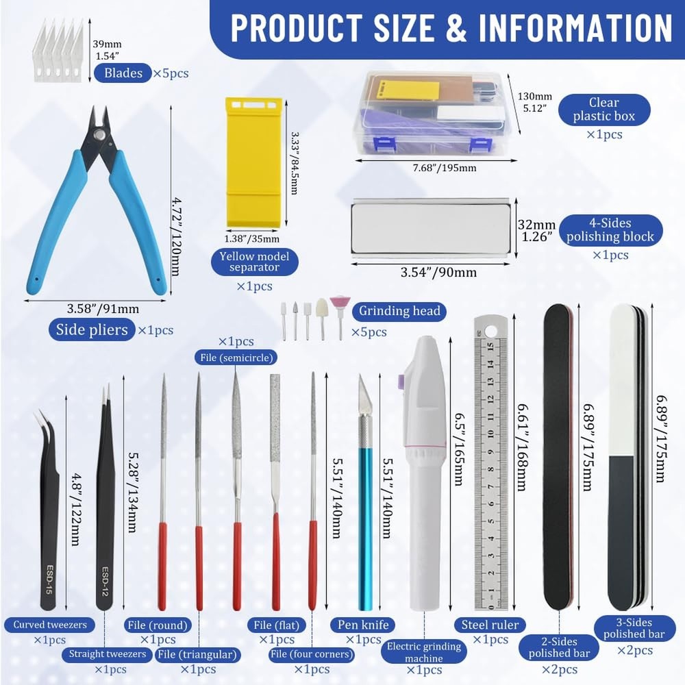 Bigstone 28 PCS Model Tools Kit Hobby Building Tools Craft Set Modeler Basic ...