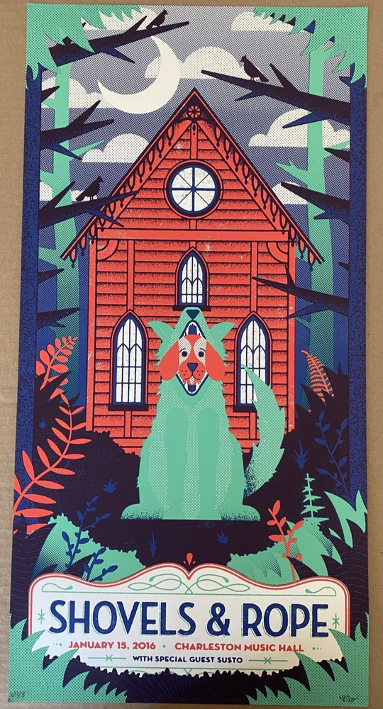 Shovels & Rope Charleston SC Night Two JAN 15th 2016 Poster SIGNED SE S/N #125