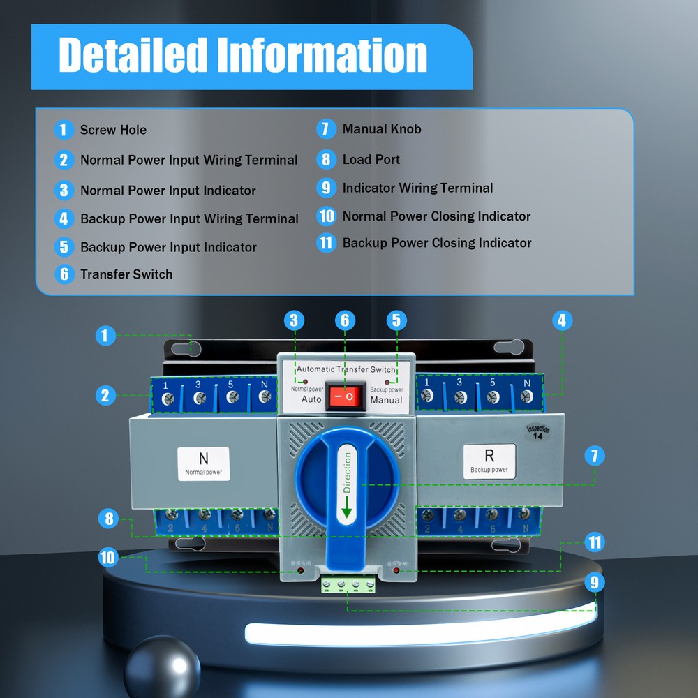 Dual Power Automatic Transfer Switch kit 63 A 4P ATS Generator Changeover Switch