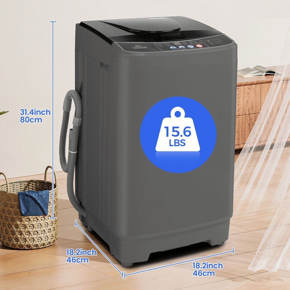 Washing Machine 15.6Lbs Fully Automatic Laundry Washer LED Display for Home Dorm