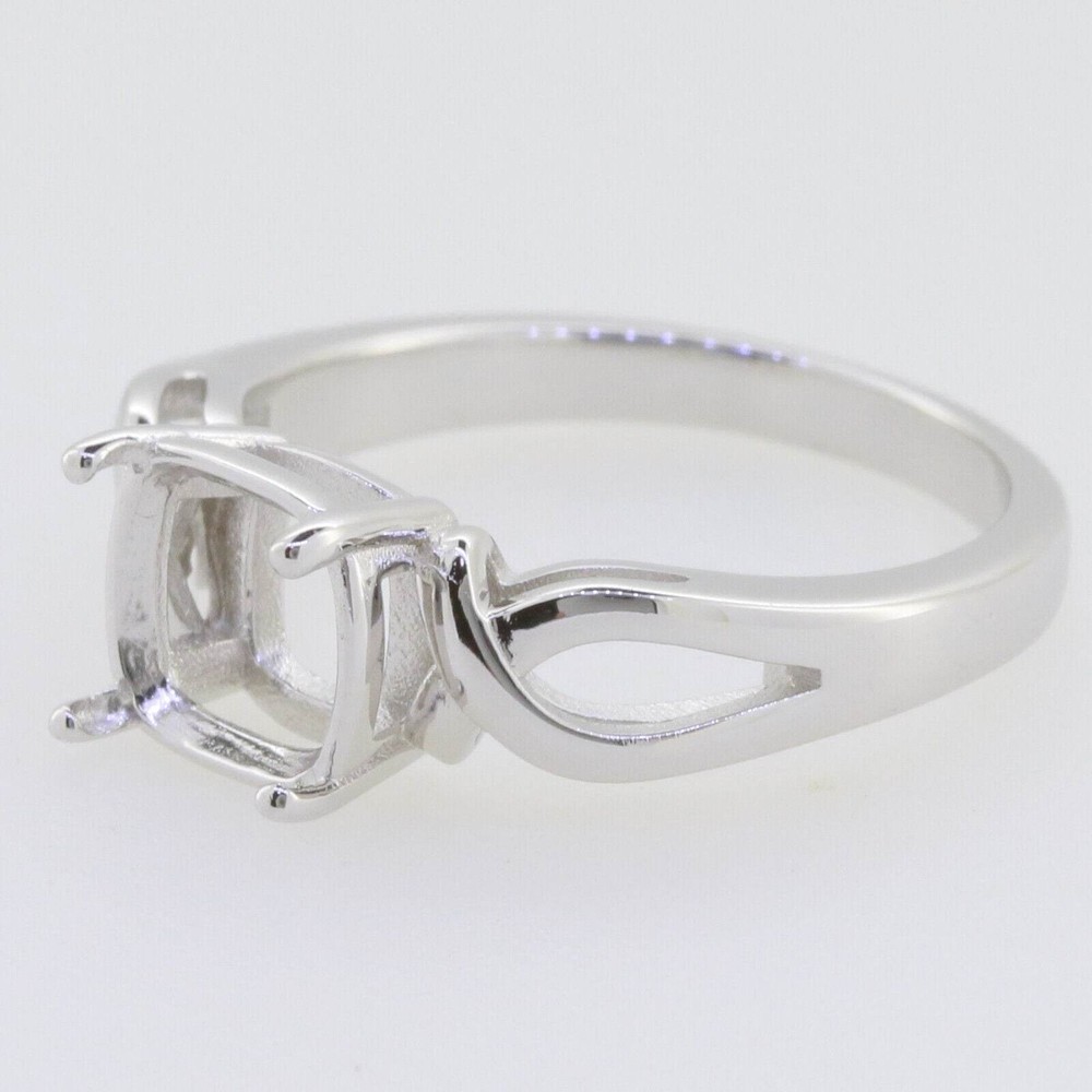 Sterling Silver Semi Mount Ring Setting Cushion CU 8x8mm
