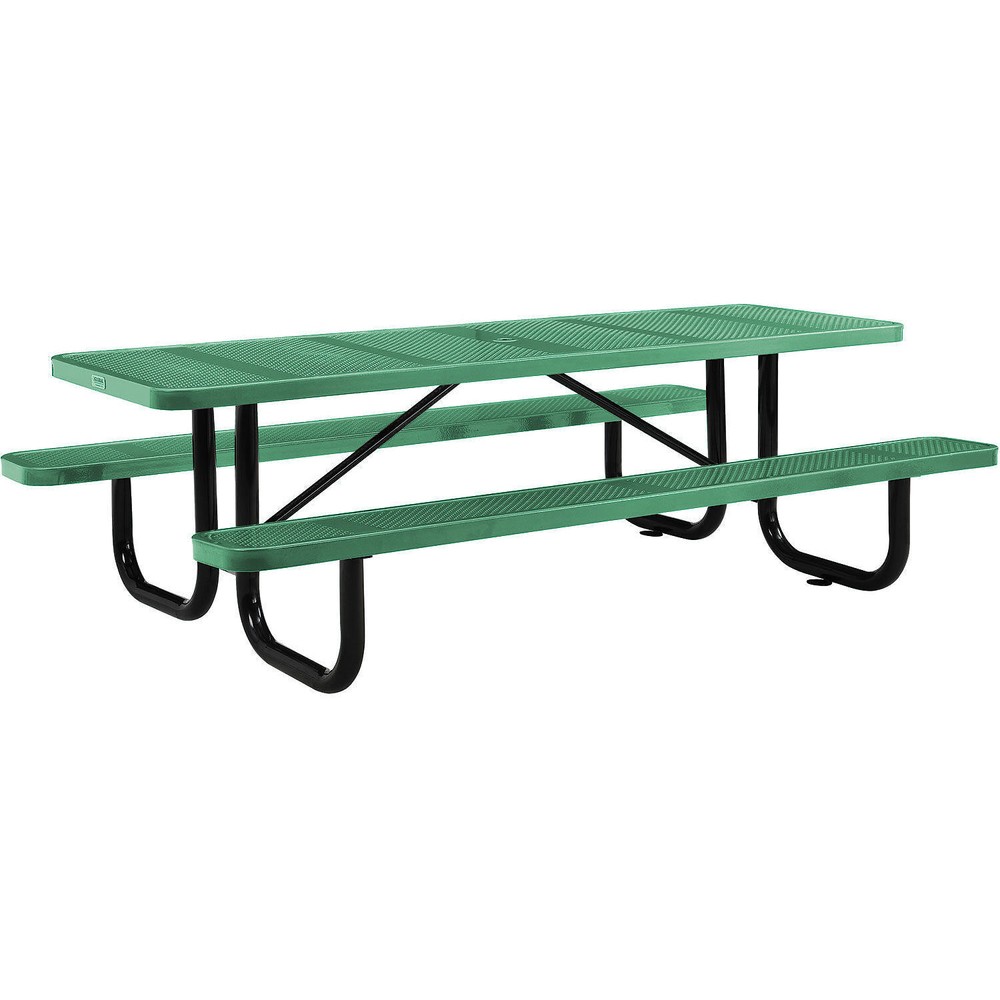 8' Rectangular Picnic Table Surface Mount Green (96" Long)