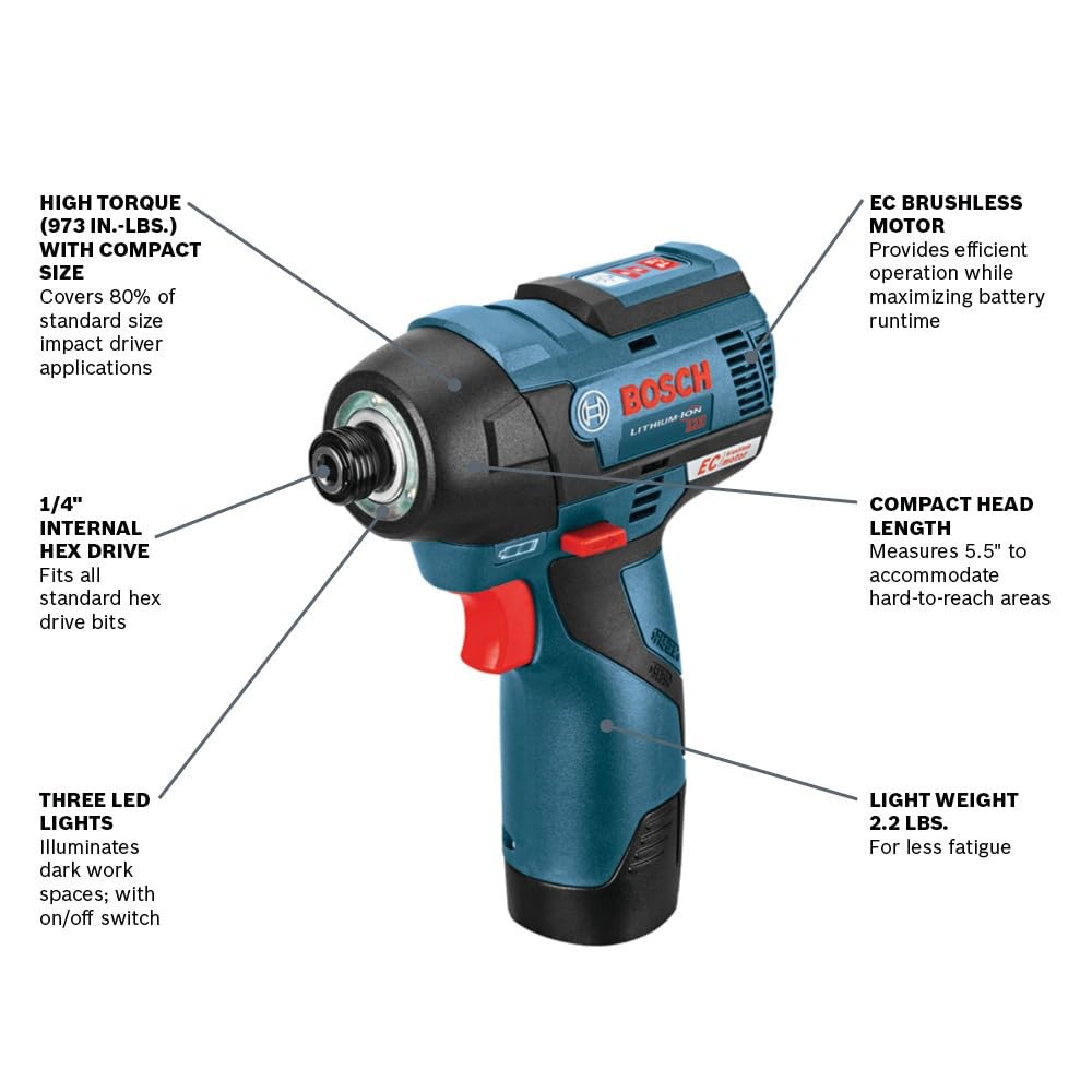 Bosch PS42-02 12V Max EC Brushless Impact Driver Kit