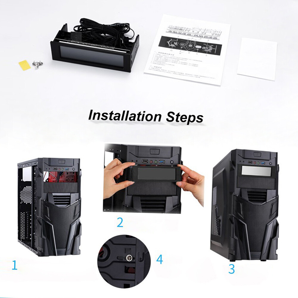 5.25 inch PC Bay LCD Front Panel Temperature Sensor Controller 5 Channel O0W0