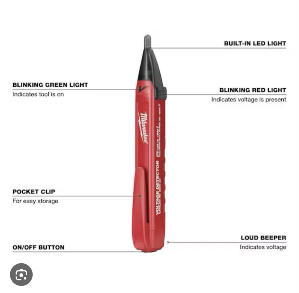 Milwaukee 2202-20 Work Light Voltage Detector - Red