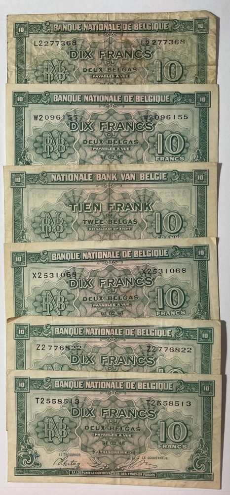 Belgium 12 mixed older notes (#428) mixed grades.