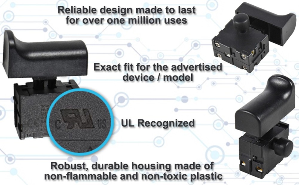 Trigger Pushbutton Switch for Kedu HY15DB for Power Tool Mower Saw UL Recognized