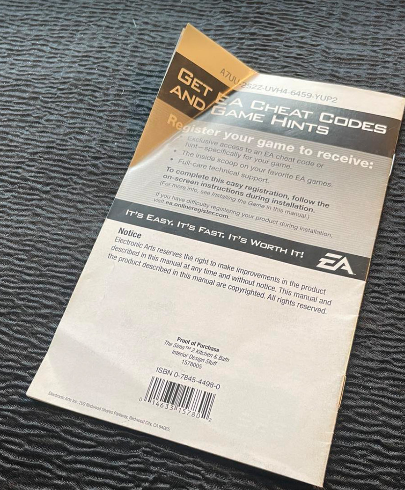 Sims 2 Kitchen Bath Stuff Manual PC Vers. Insert Installation 2008 NO GAME