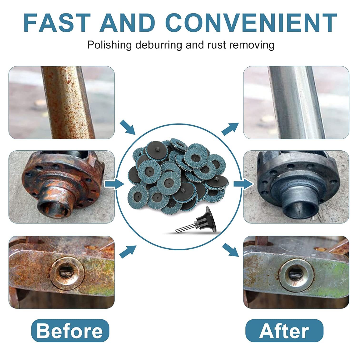 20pcs 2inch Flat Flap Disc Roll Lock Sanding Grinding Wheels 40 60 80 120 Grit