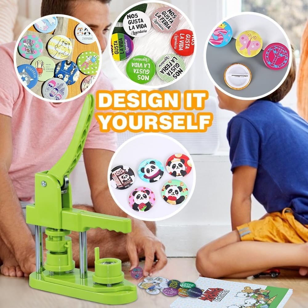 Button Maker Machine 1.25 in for DIY Gift,Installation-Free Pin Maker Machine...