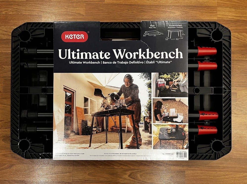 Keter Portable Folding Table Tool Storage Stand Workbench w/Clamps NEW IN BOX