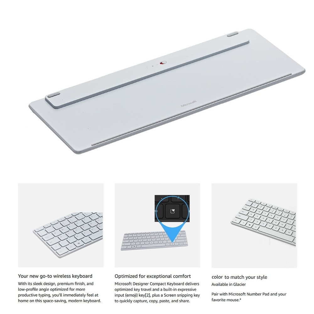 Microsoft Designer Compact Keyboard Ultra-Slim Portable Wireless Bluetooth