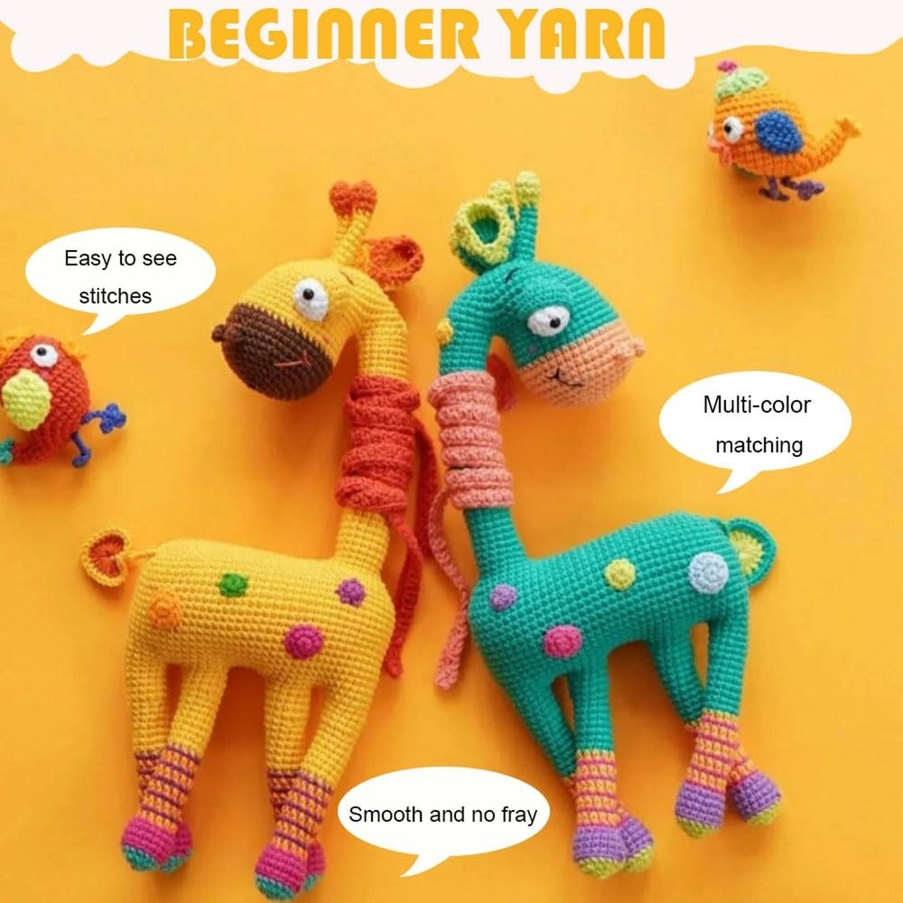 Beginner Easy Yarn Kit for Knitting,Crocheting; Worsted Weight Medium #4; Cot...