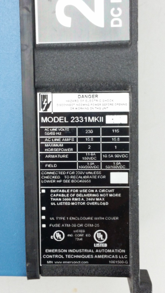 FINCOR ADJUSTABLE SPEED DRIVE, Model 2331MKII