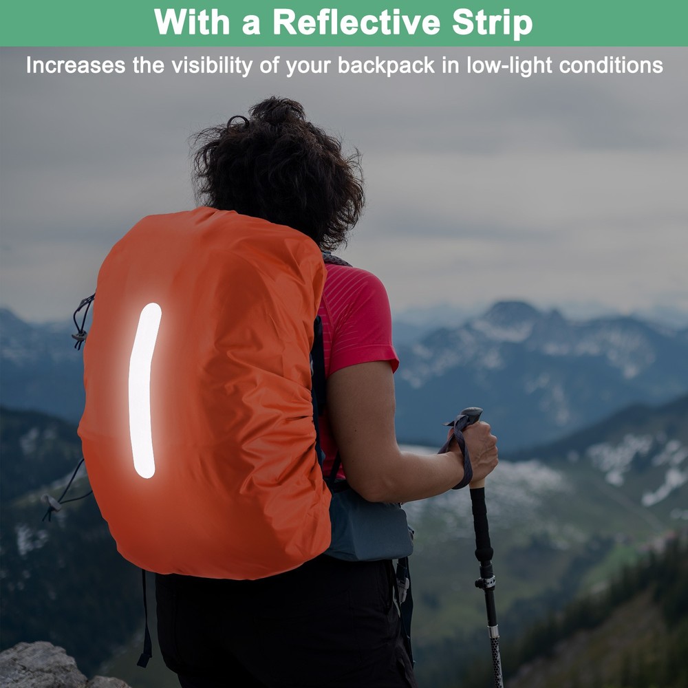 75L-85L Backpack Rain Cover with A Vertical Reflective Strap [Orange]