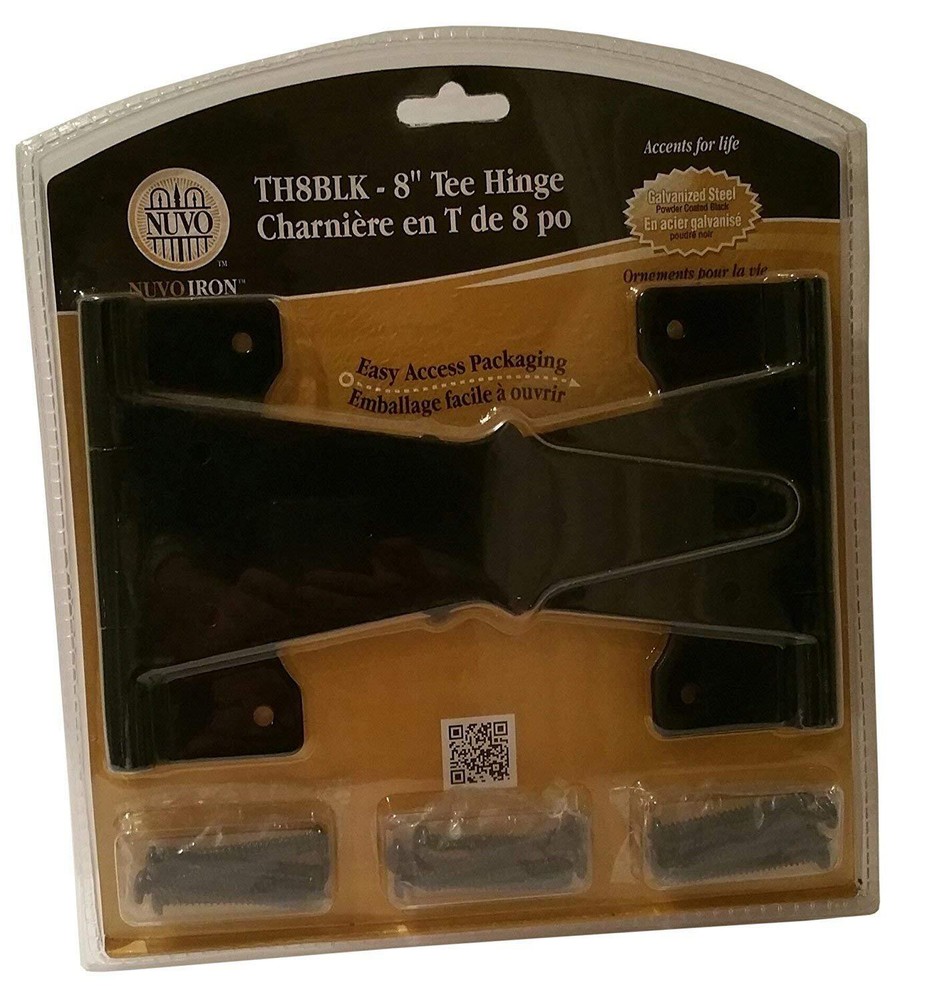 TH8BLK Black Galvanized Steel 8" Tee 2 pcs Hardware Gate Hinge