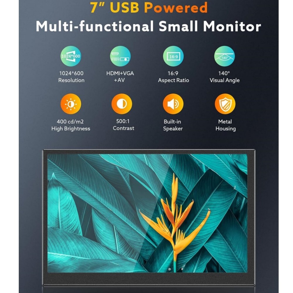 EYOYO 5" 7" 8" Mini Monitor LCD Screen Display USB/HDMI /VGA/AV Input Interface