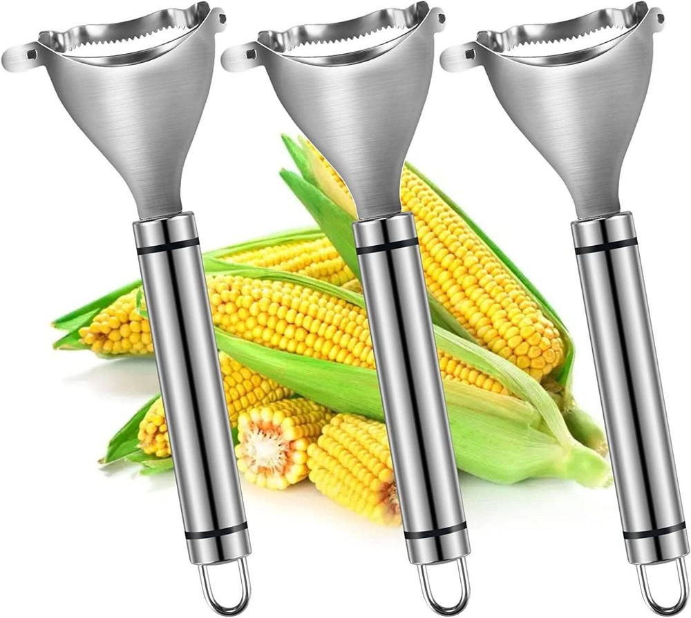 2 Pcs Stainless Steel Corn Peeler Corn Cob Stripper Tool with Ergonomic Handle