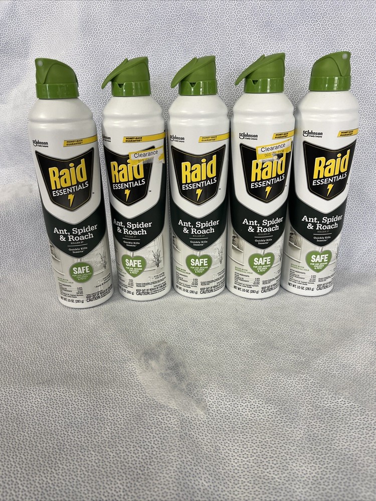Box of 5 - Raid Essentials Ant, Spider & Roach Killer 27 Spray, 10 Oz