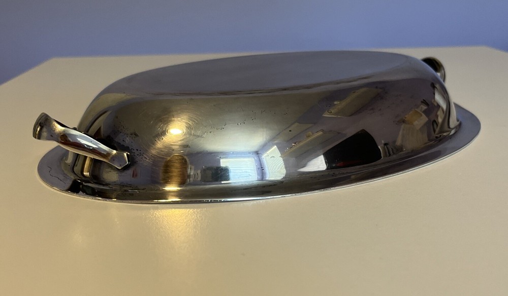 Vintage Lid for Covered Silverplate Serving Dish or use as Handled Bowl 10.25"L
