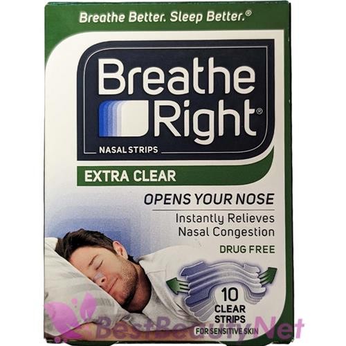 Breathe Right Extra Clear 10 Clear Strips for Sensitive Skin