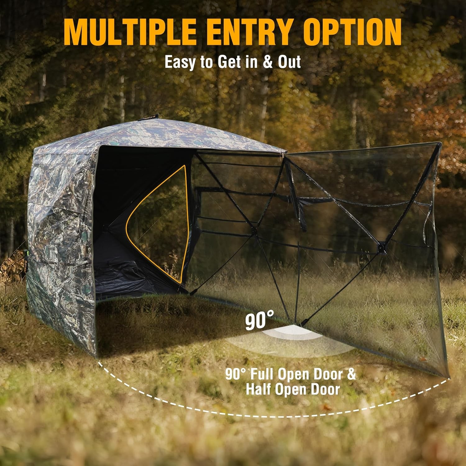 FLISSA NEW Hunting Blind See-Through with Full-Opening Door 3-4 Person 270Degree