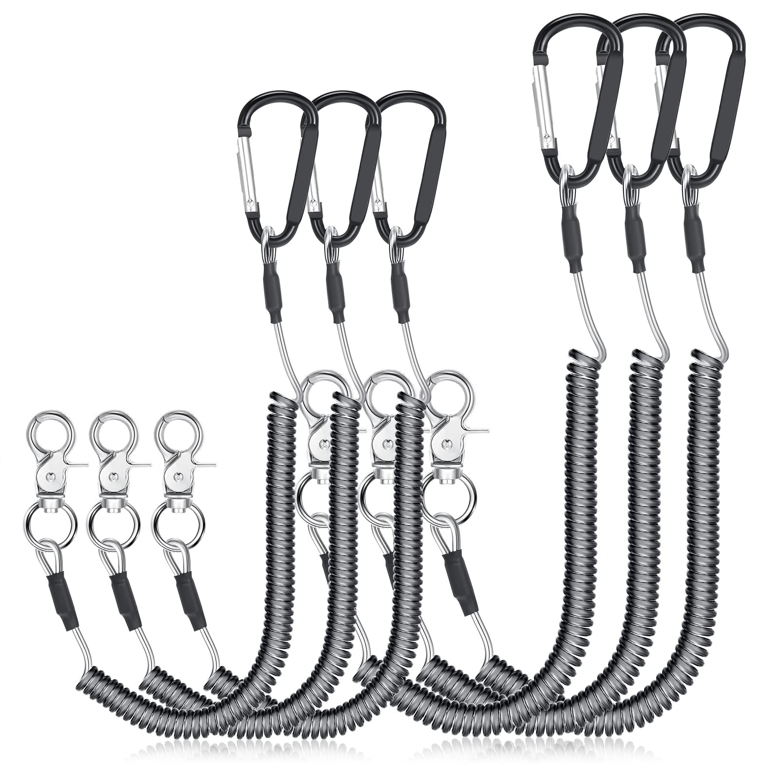 6 Pack Fishing Lanyard Steel Wire Coiled Lanyard Tool Lanyards for Hand Tools...