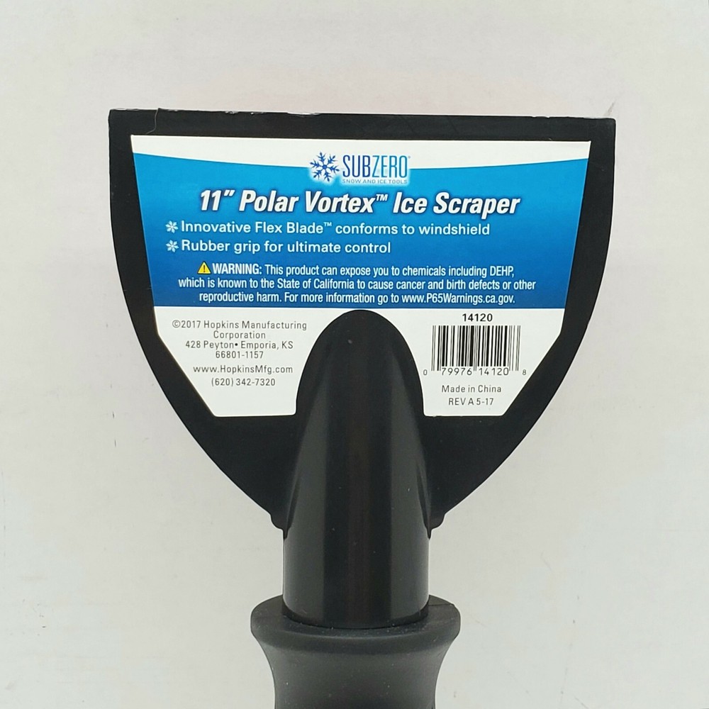Subzero 11" Polar Vortex Snow and Ice Window Scraper, Rubber Grip Handle