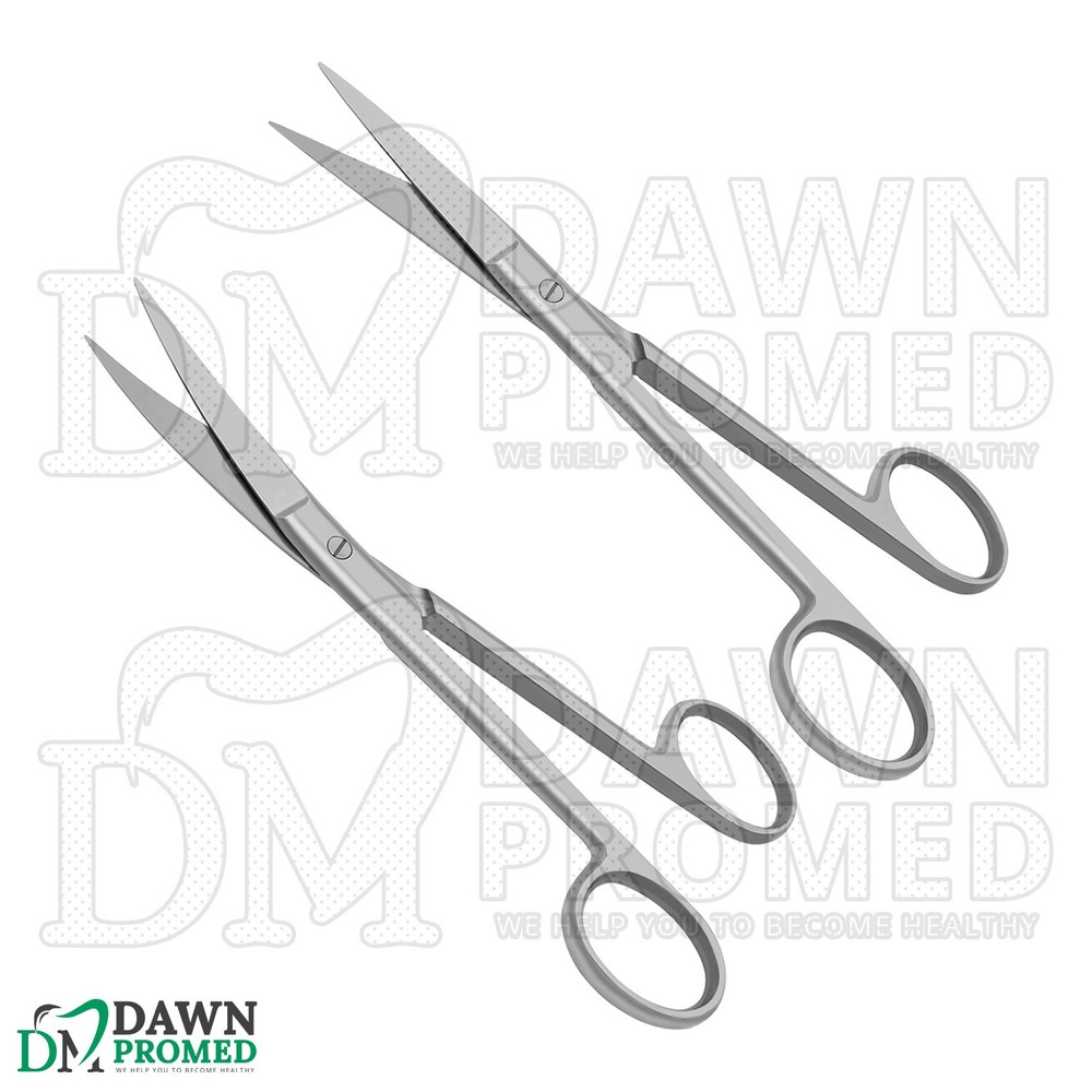 2 Pcs Operating Scissors 4.5" Straight & Curved Sharp Sharp Round Pattern Set