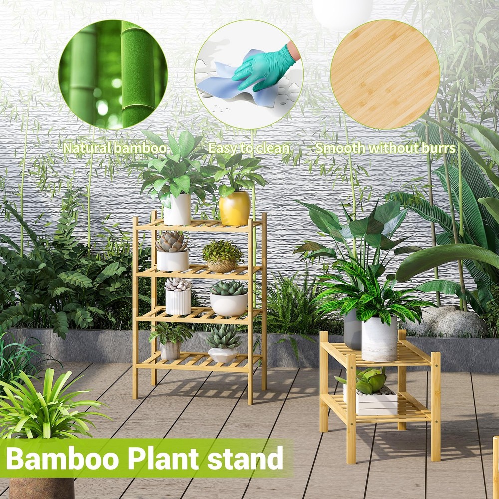 2Tier Natural Bamboo Shoe Rack Small Stackable Shelf Organizer for Entryway