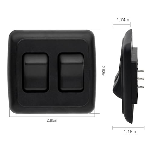 Double SPST On-Off Switch with Bezel, 12V Light Switch for RV, Camper() Black