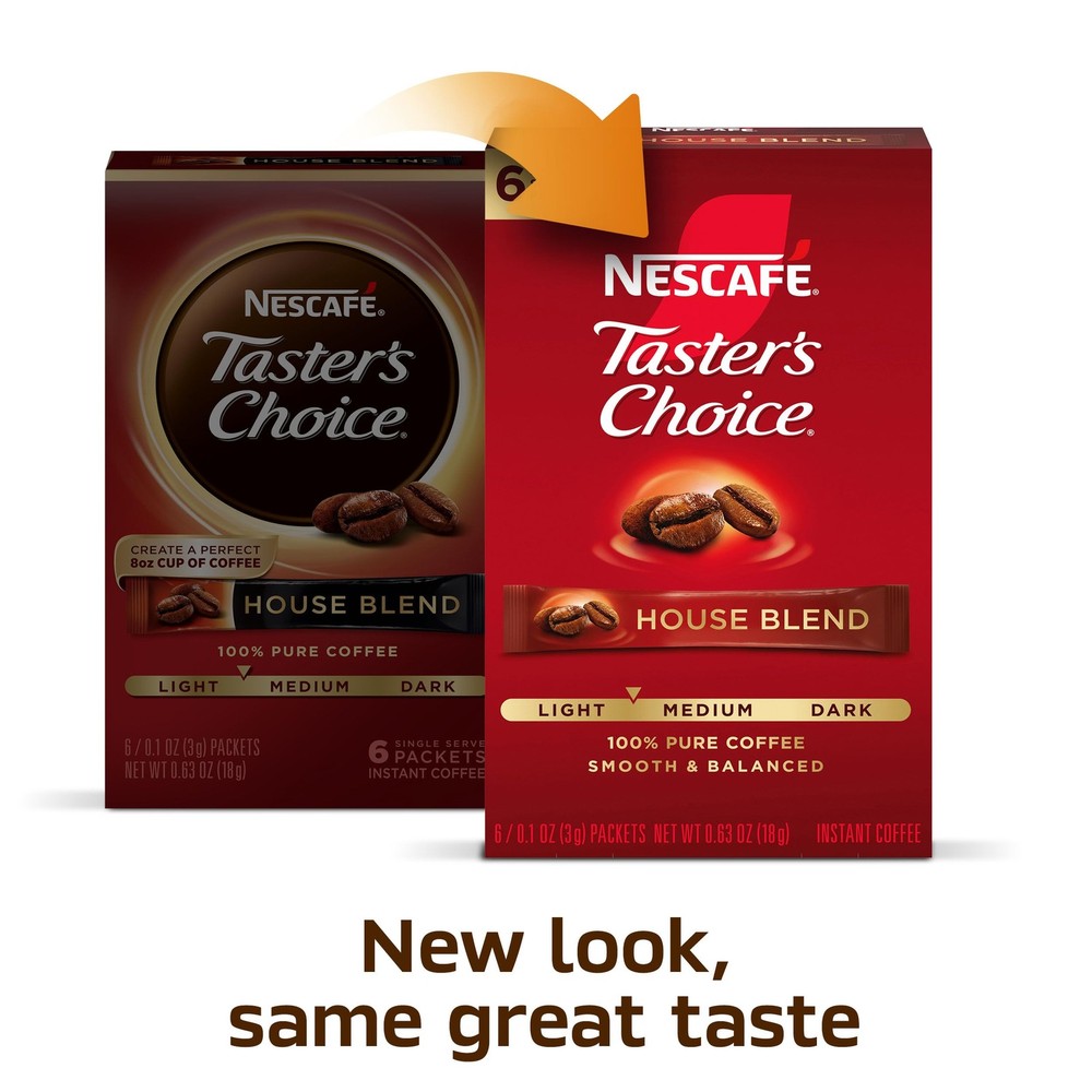 NESCAFÉ , Instant Coffee Packets, Light Medium Roast Coffee, House Blend, 12 ...