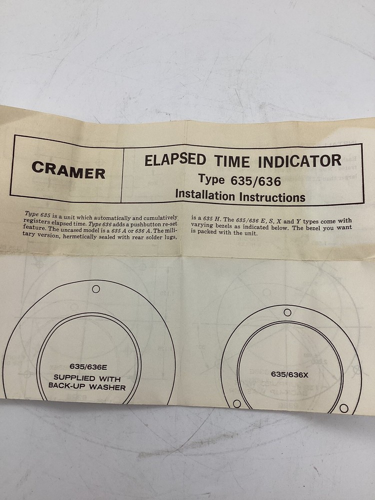 Cramer Type 636E Part 10079 Elapse Time Indicator NOS