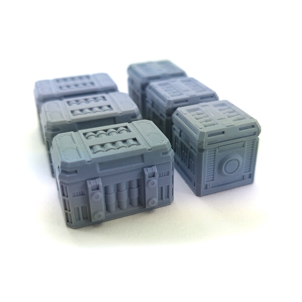 Sci-Fi Crates Bundle Pack x6 / Miniature Accessories / Gaming Terrain / Dioramas