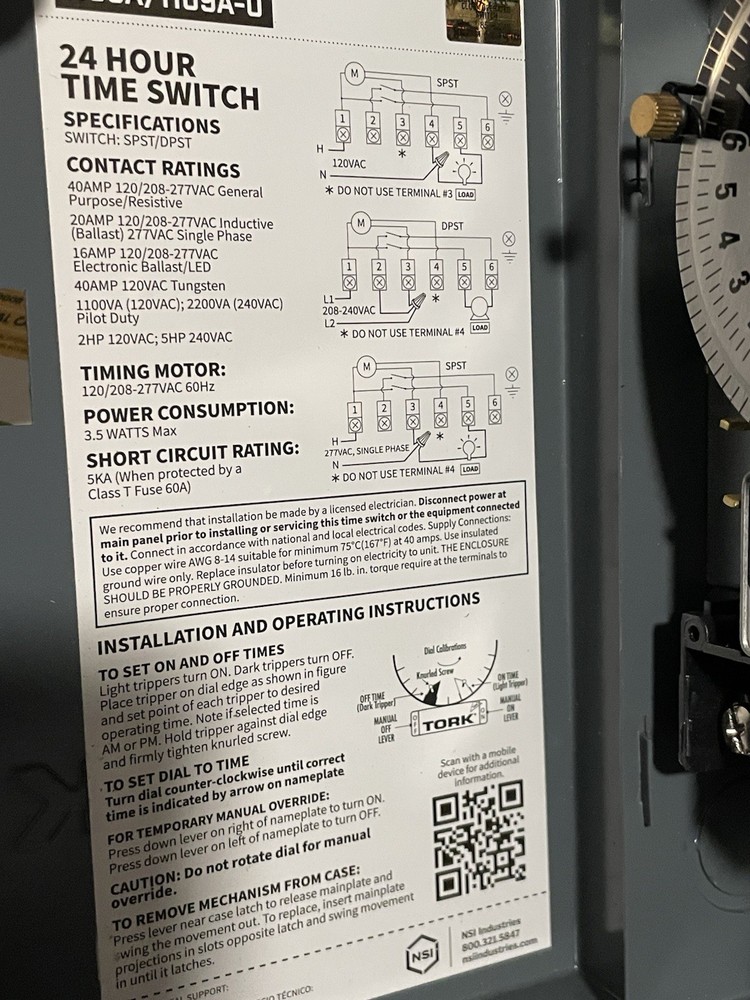 Tork 1109A 24hr Timer Time Switch Multi Voltage