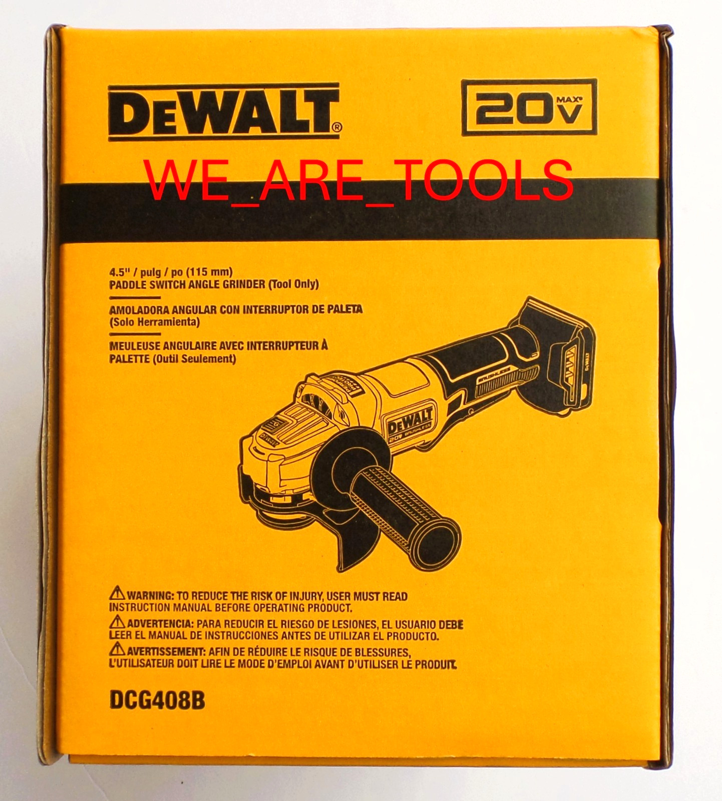 DeWALT DCG408B 4.5" 20V MAX Paddle Switch Angle Grinder, 1) 5.0 Ah Battery