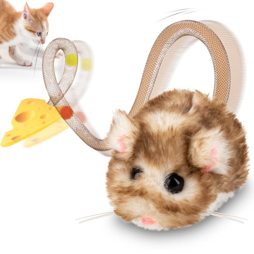 Migipaws Interactive MigiMouse Cat Toy 360° Rolling & Spin with Brown