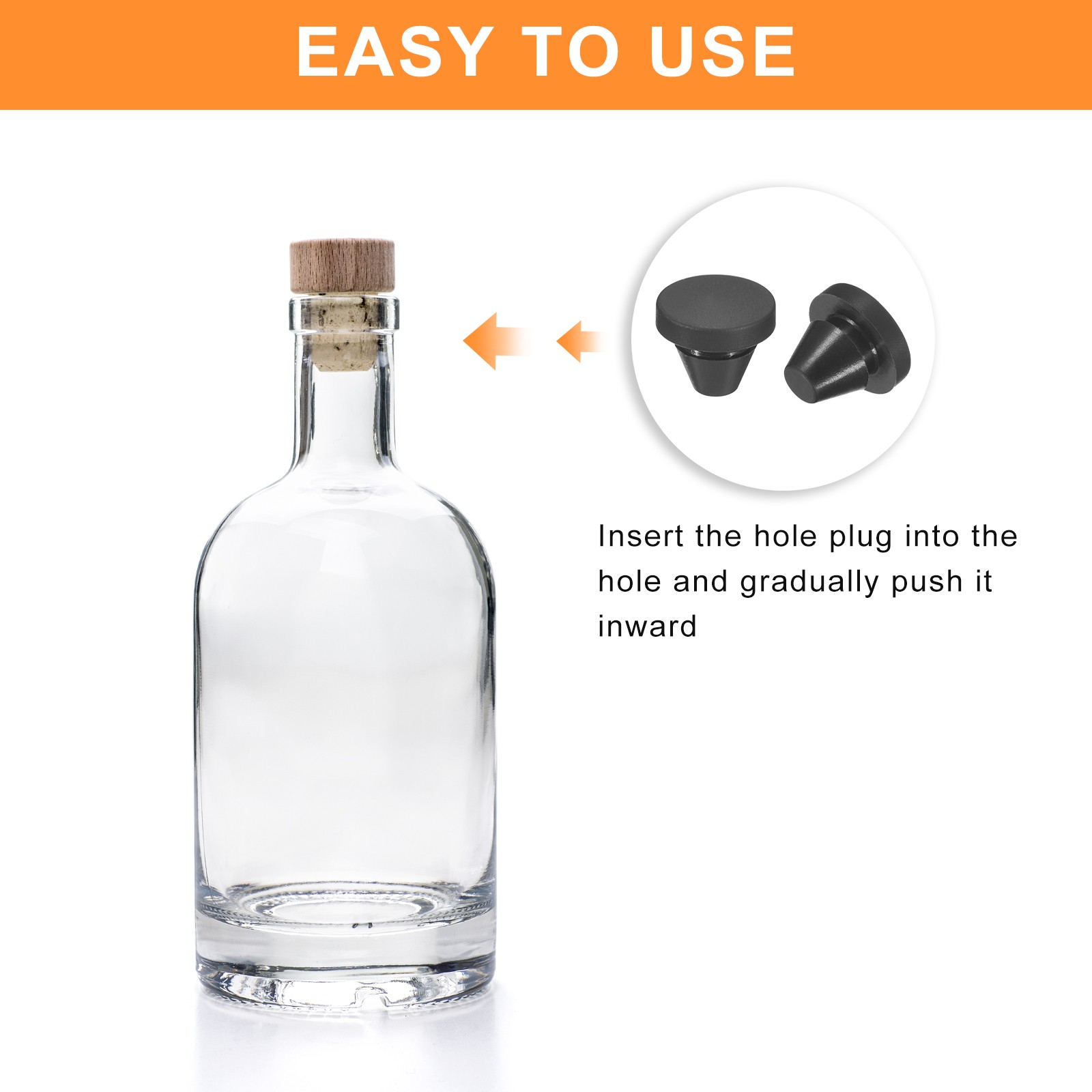 15Pcs Silicone Plugs Rubber Round Hole Plugs for 7-8mm Hole Black