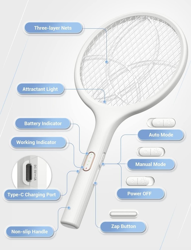 Portable Electric Bug Zapper - Dual Mode Mosquito Killer