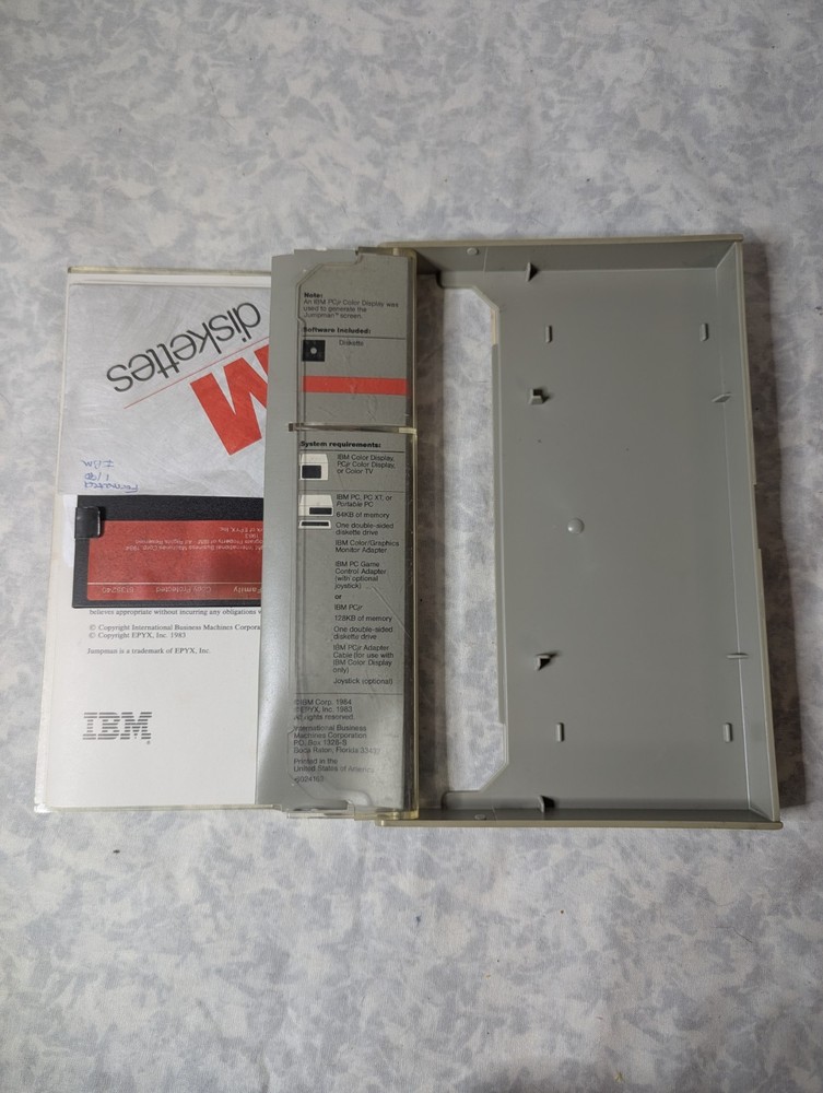 IBM Game Jumpman Vintage Case Manual Floppy Disk