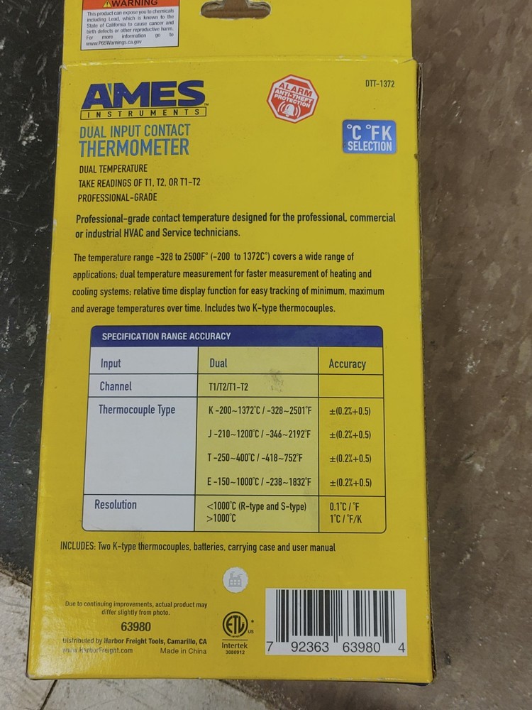 Ames DTT-1372 Dual Input Contact Thermometer Temperature Measurement Testing