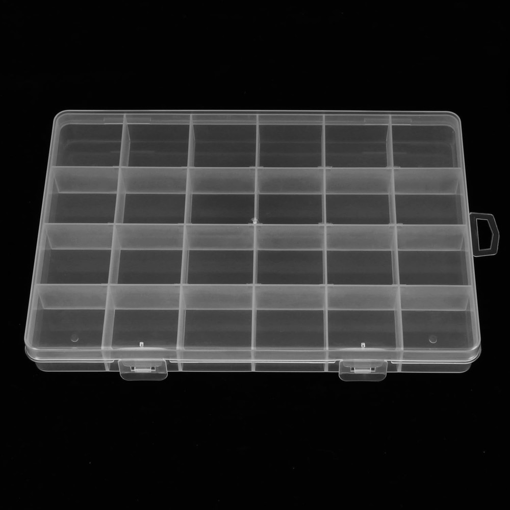 2 Pack 24 Grids Clear Plastic Organizer Box Fixed Compartment Storage Container