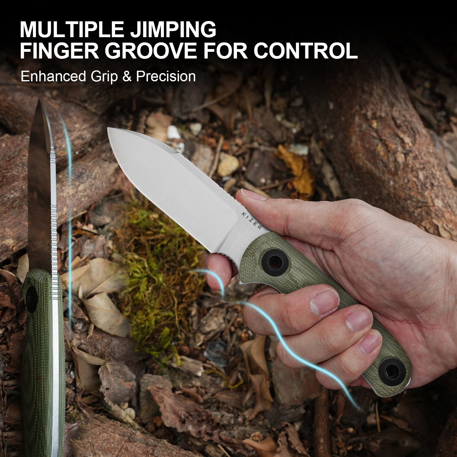 Kizer Drop Bear Fix 3 Fixed Knife 14C28N Blade Micarta Handle Medium Size 1101A2