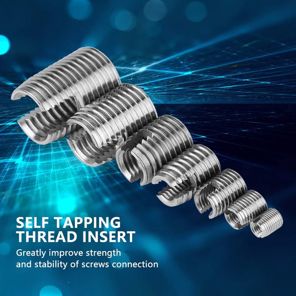 50Pcs Quick Thread Insert with Storage Case, M3 Self Tapping Normal, Silver