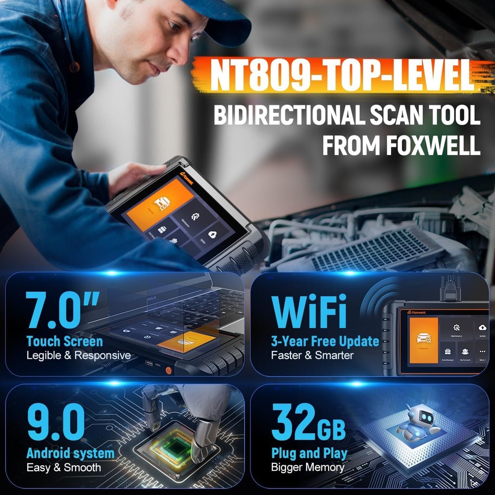 FOXWELL NT809 Bidirectional All System OBD2 Scanner Car Diagnostic Tool TPMS DPF