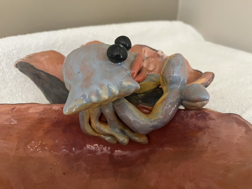 Handmade 2 Section Beach Theme Crab Display Serving Dish 10” wide